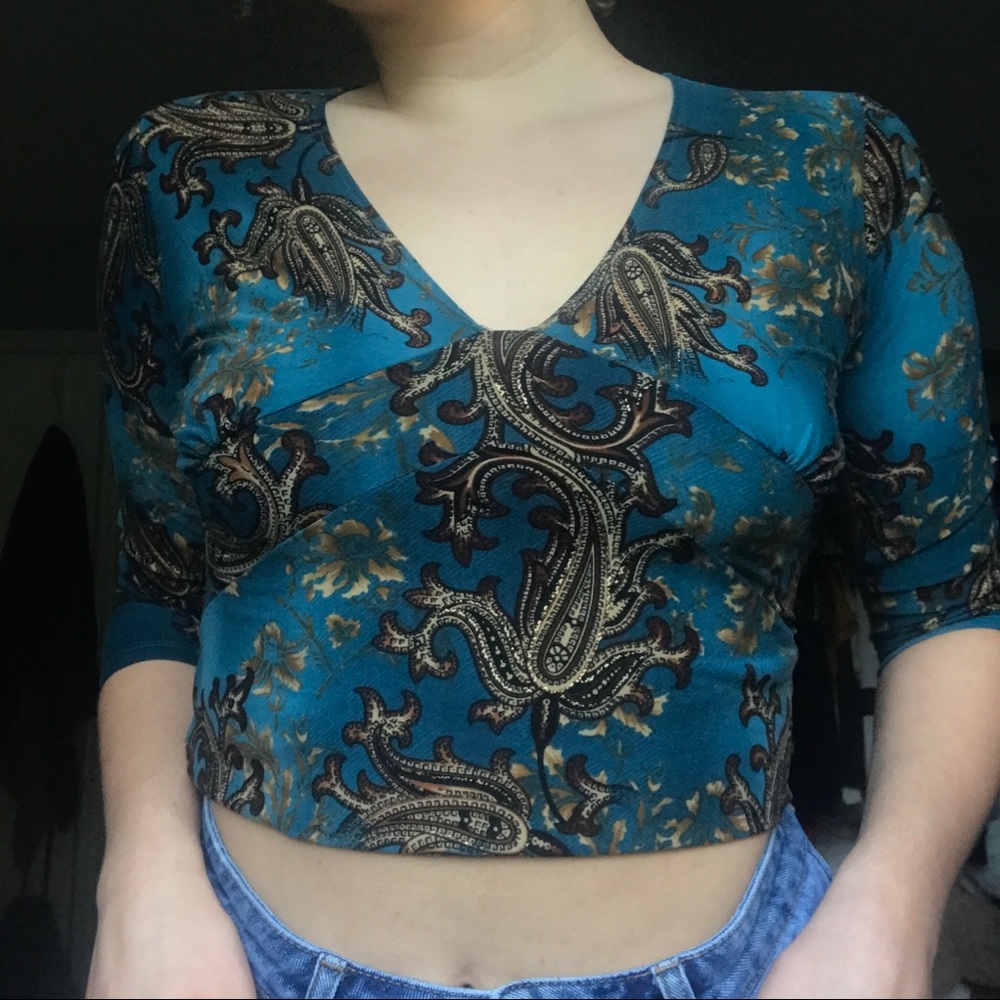 teal + gold top